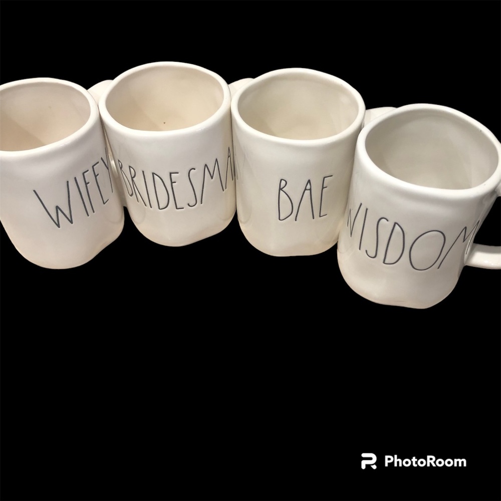 Rae Dunn Artisan Collection of 4 Mugs Wifey, Wisdom, Bae, Bridesmaid